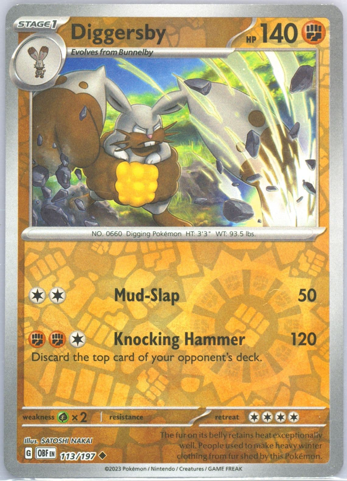 Diggersby Reverse Holo (113) 2023 Pokemon Obf EN-Obsidian Flames