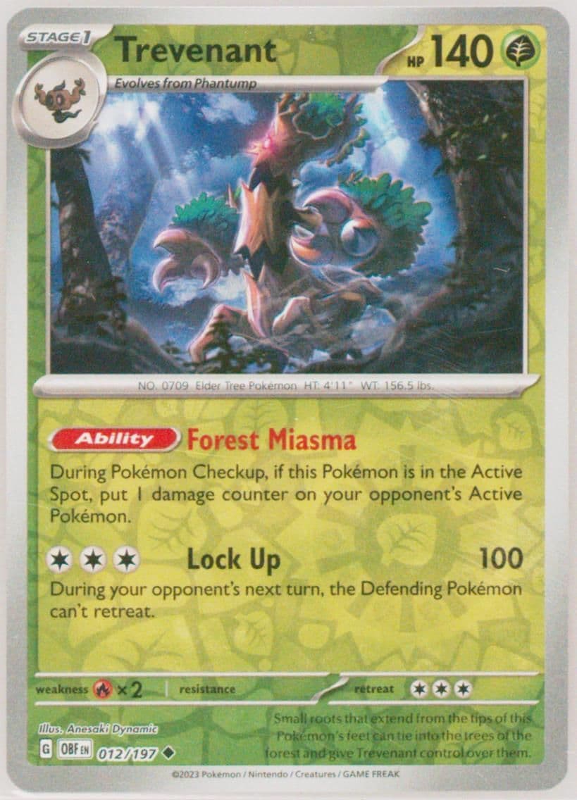 Trevenant Reverse Holo (012) 2023 Pokemon Obf EN-Obsidian Flames