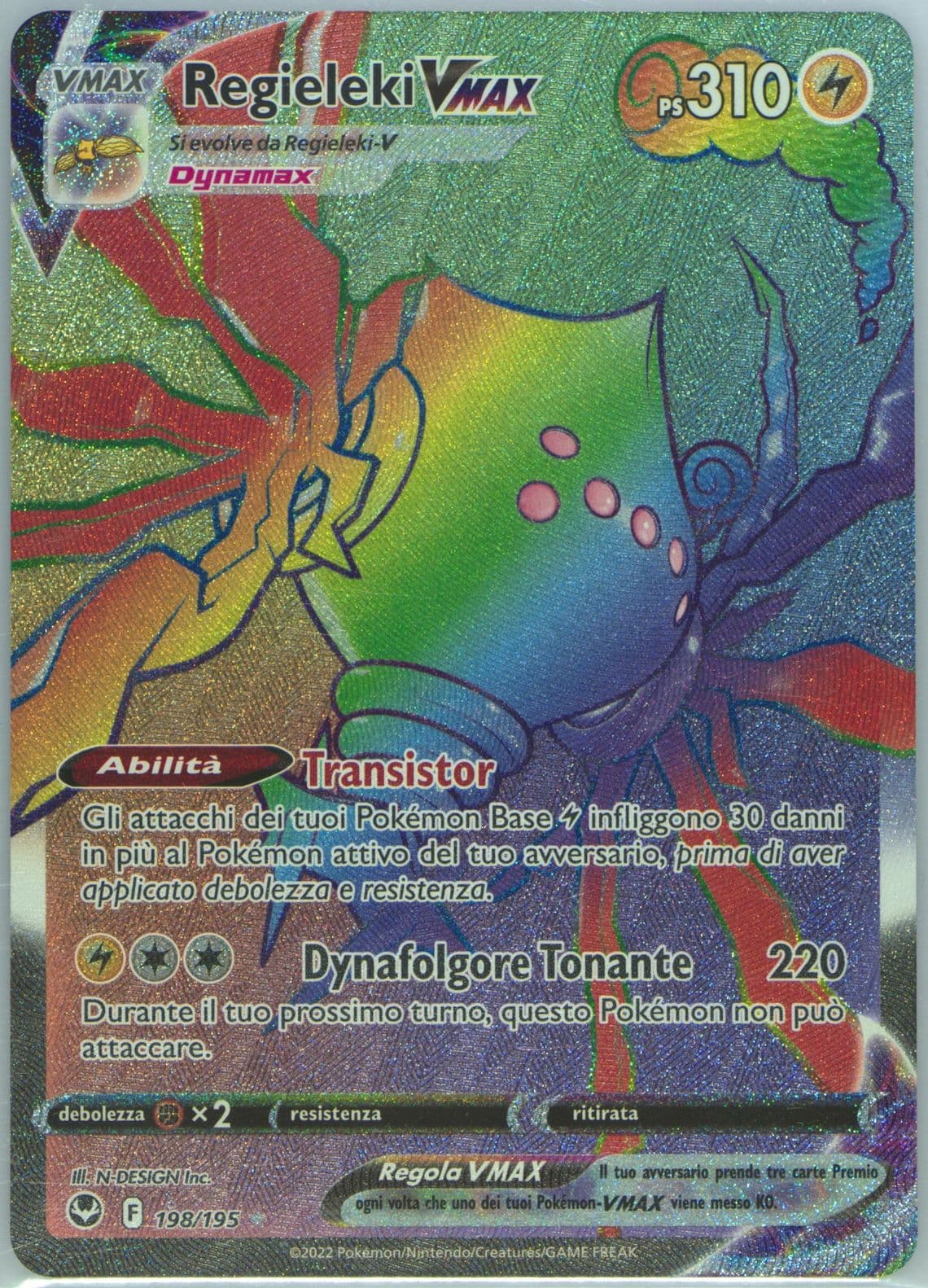 Full Art/Regieleki Vmax Italian-Secret (198) 2022 Pokemon Sword & Shield Silver Tempest