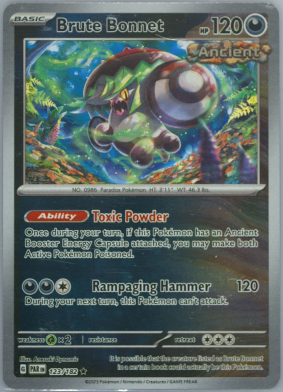 Brute Bonnet Reverse Holo (123) 2023 Pokemon Par EN-Paradox Rift