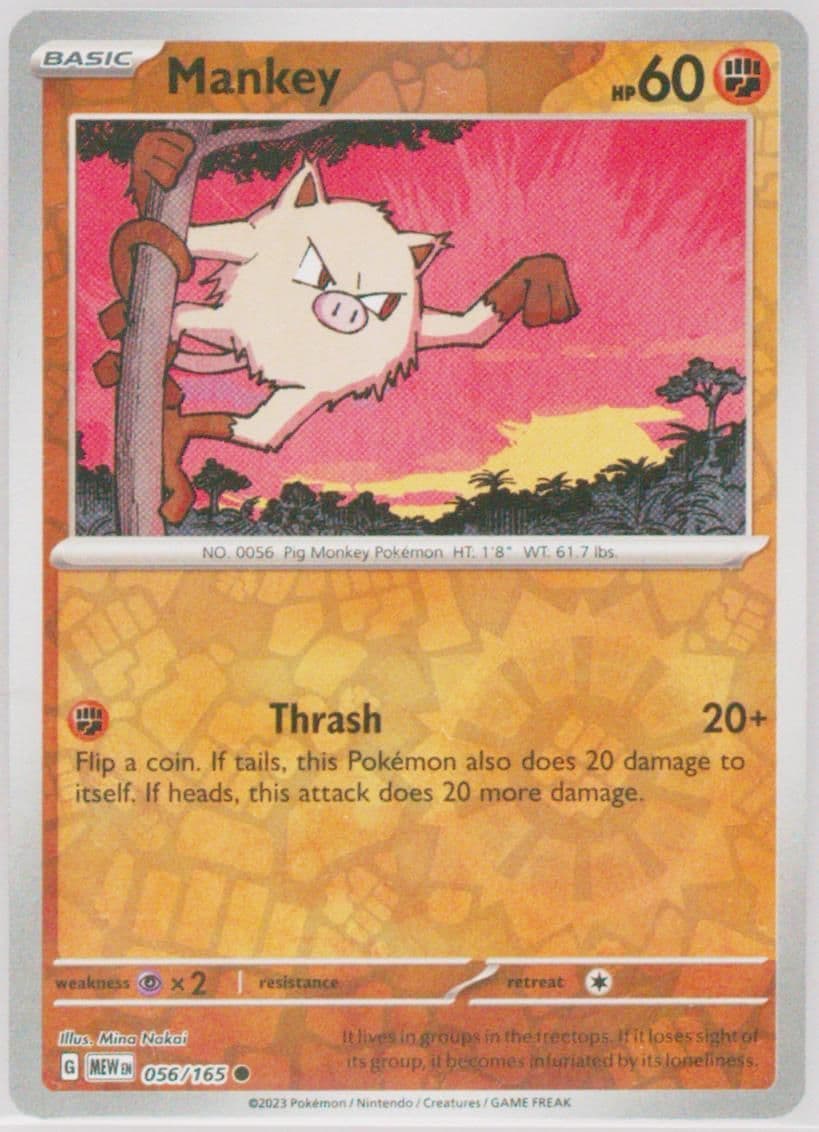 Mankey Reverse Holo (056) 2023 Pokemon Mew EN-151