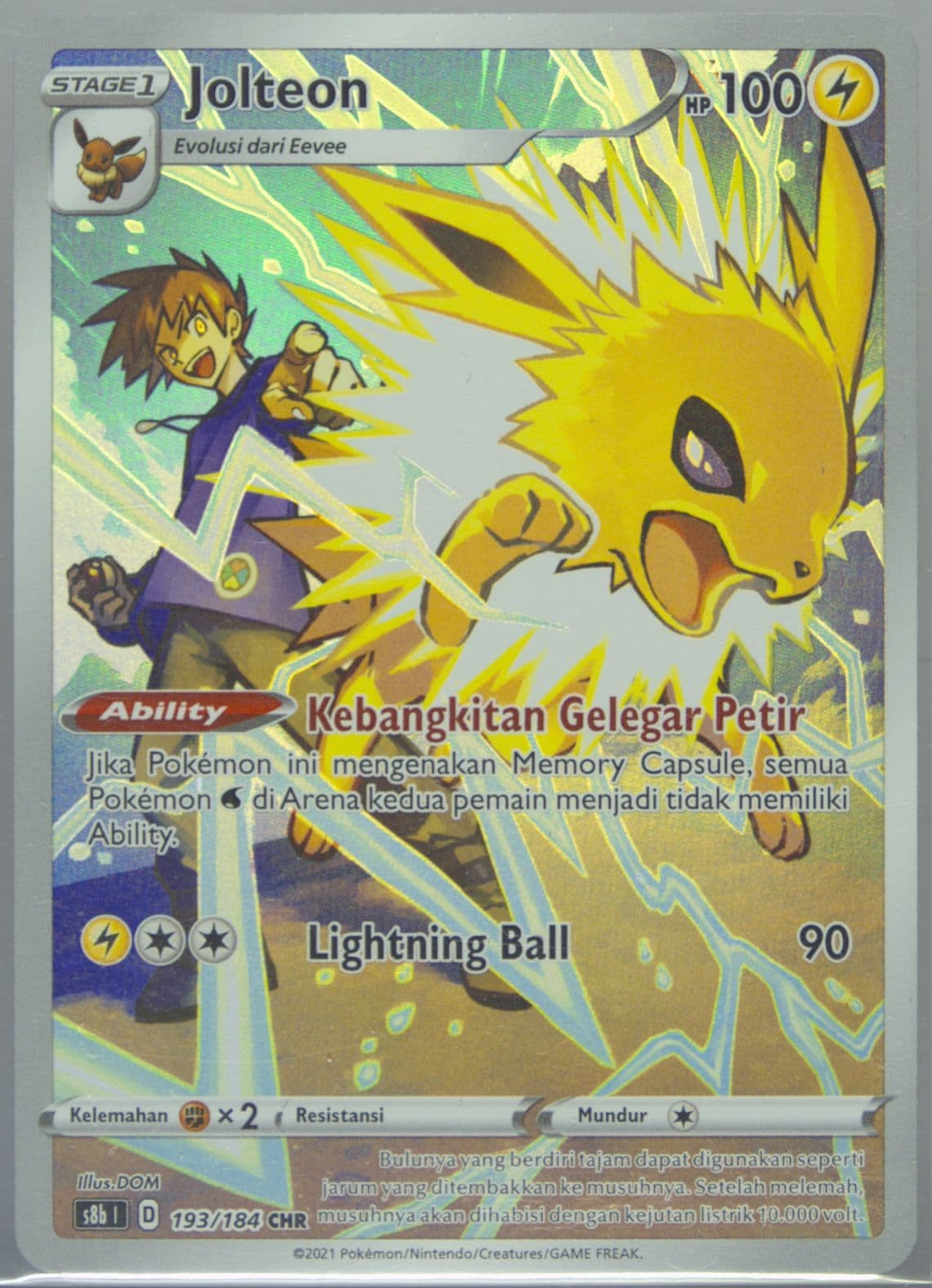 Full Art/Jolteon (193) 2022 Pokemon Indonesian Sword & Shield Vmax Climax