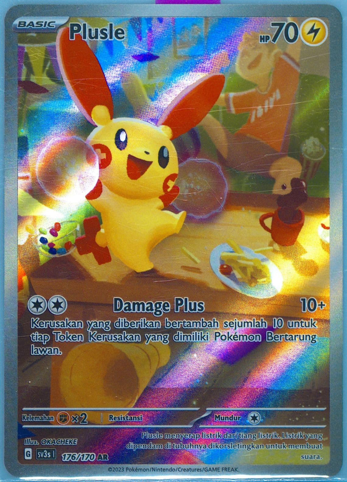 Plusle Art Rare (176) 2023 Pokemon Indonesian Sv3s I-Black Shine
