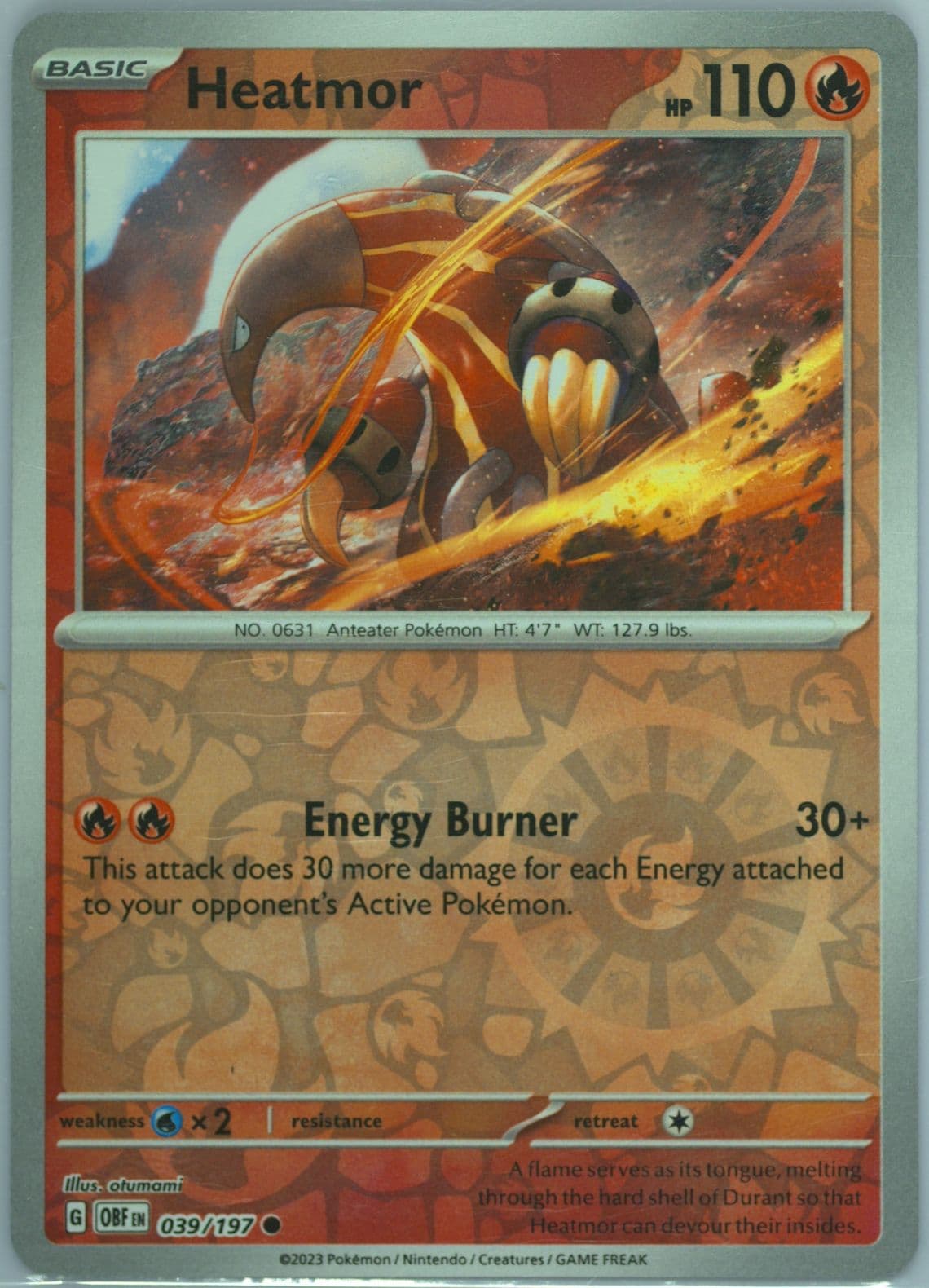 Heatmor Reverse Holo (039) 2023 Pokemon Obf EN-Obsidian Flames