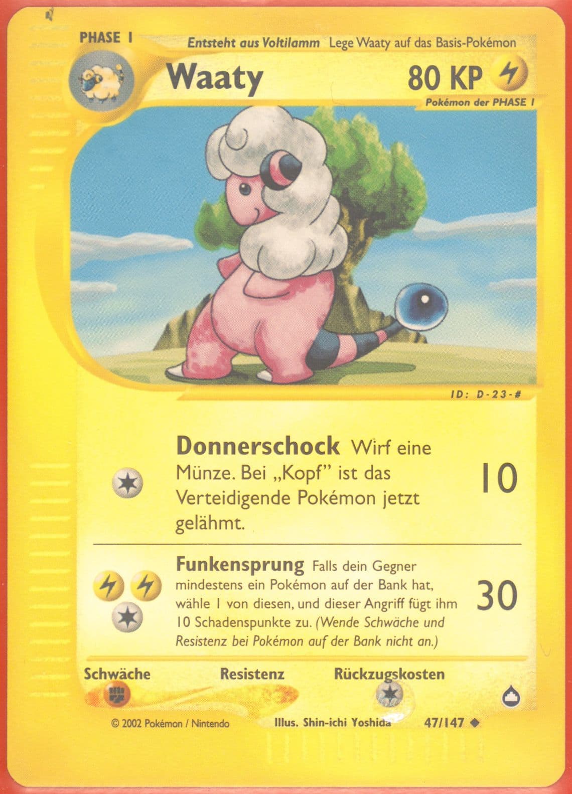 Waaty-Reverse Foil German (47) 2003 Pokemon Aquapolis