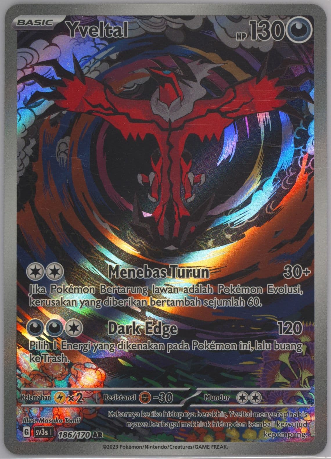 Yveltal Art Rare (186) 2023 Pokemon Indonesian Sv3s I-Black Shine