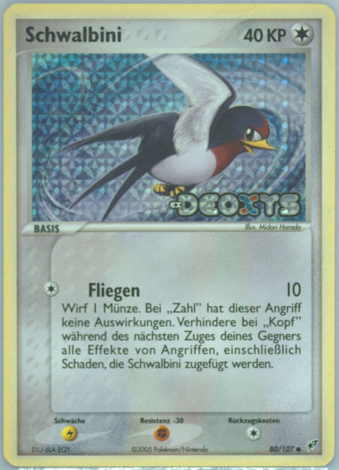 Schwalbini-Reverse Foil German (80) 2005 Pokemon EX Deoxys