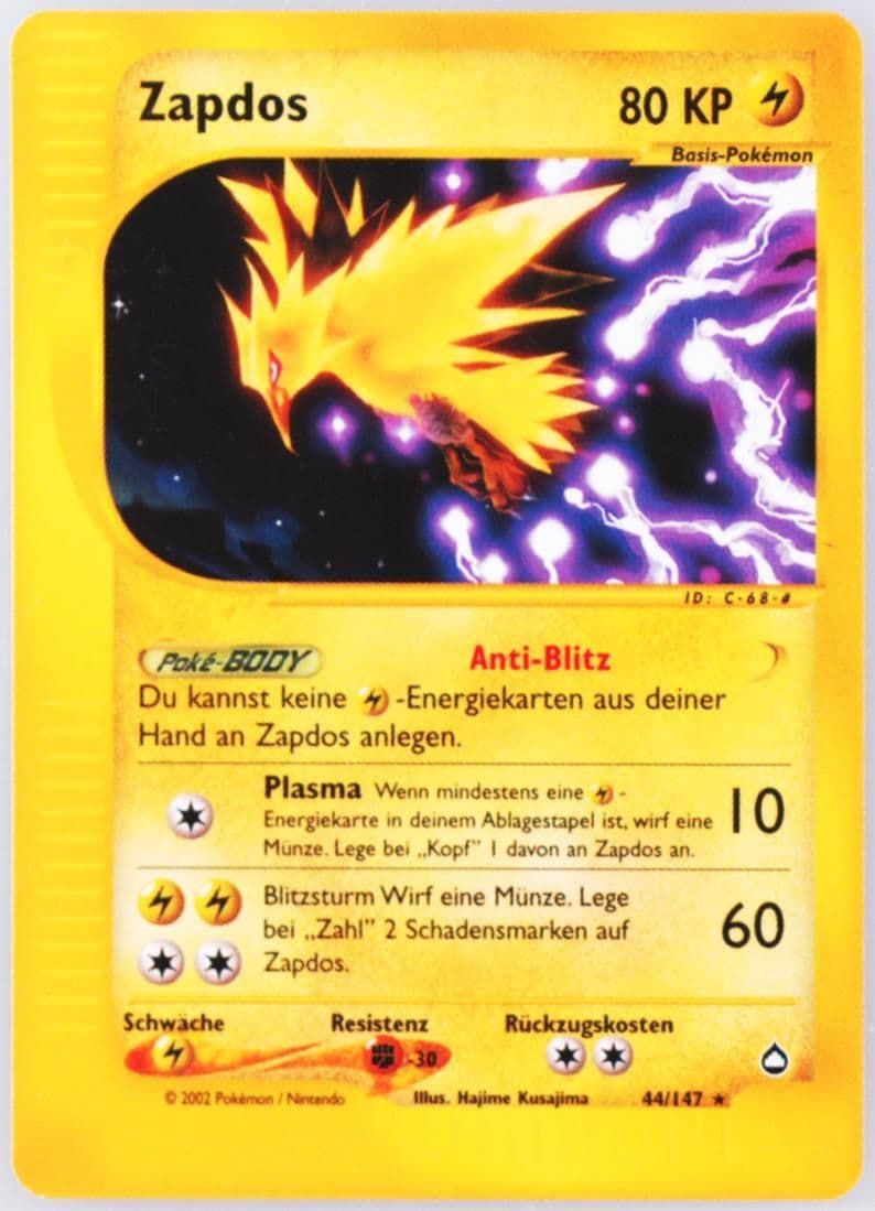 Zapdos German (44) 2003 Pokemon Aquapolis
