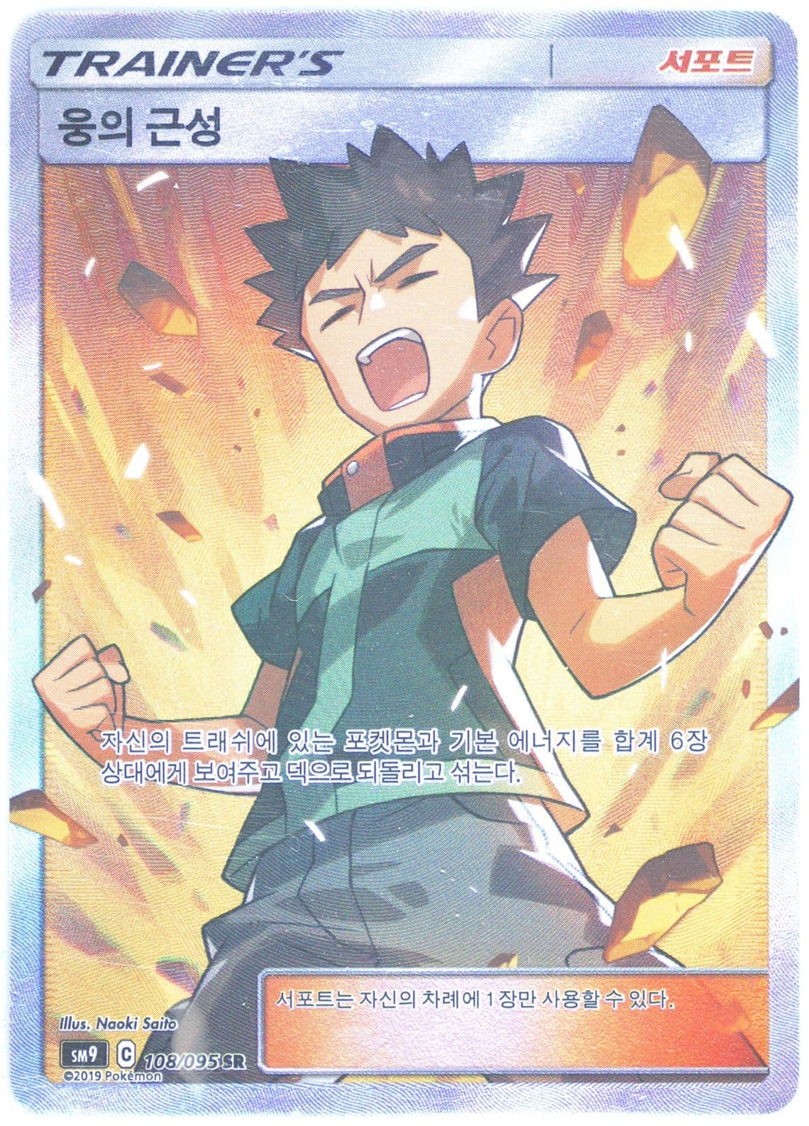 Full Art/Brock's Grit (108) 2019 Pokemon Korean Sun & Moon Tag Bolt