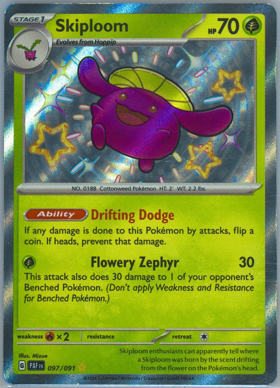Skiploom Shiny Rare (097) 2024 Pokemon Paf EN-Paldean Fates