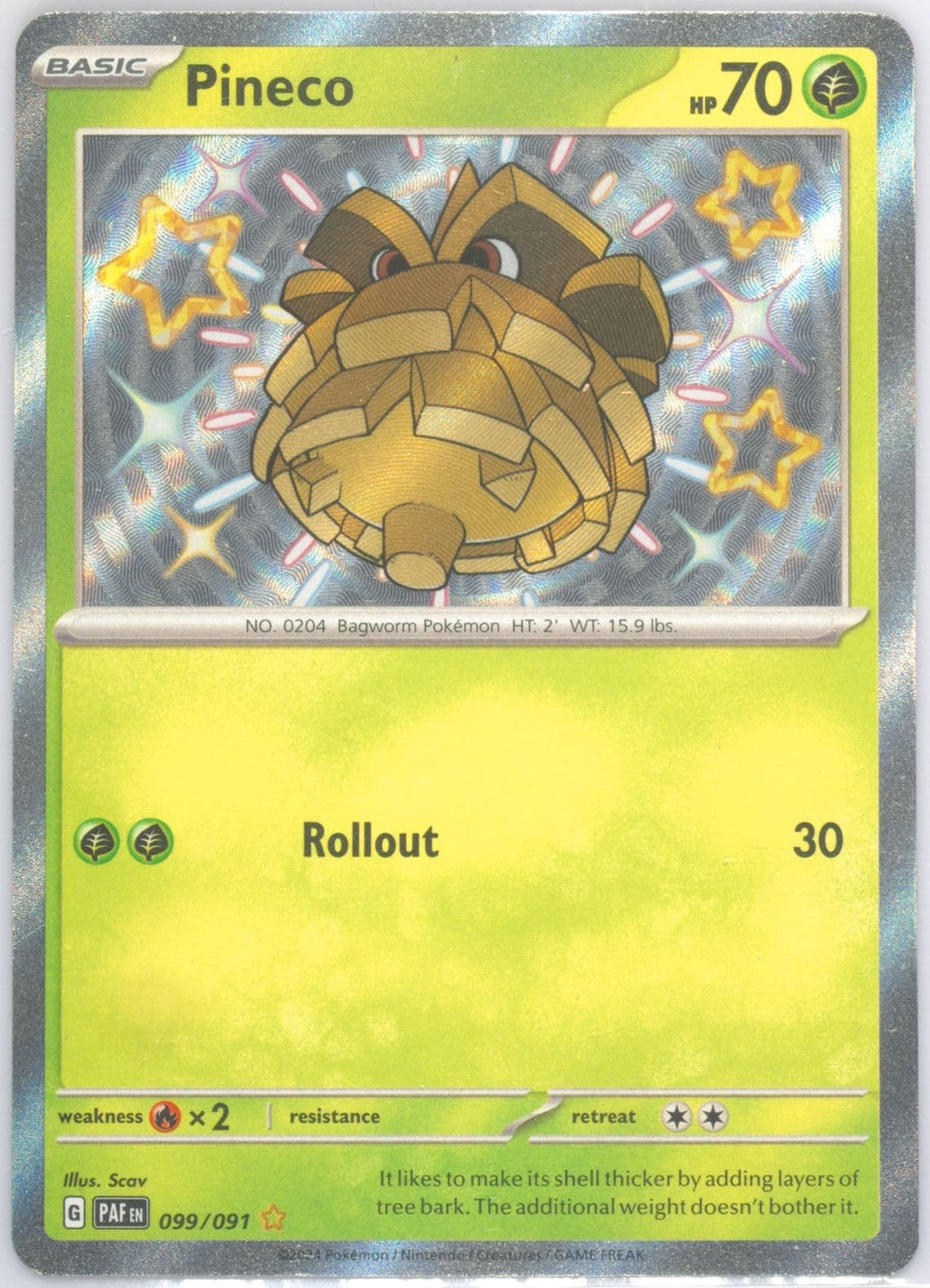 Pineco Shiny Rare (099) 2024 Pokemon Paf EN-Paldean Fates