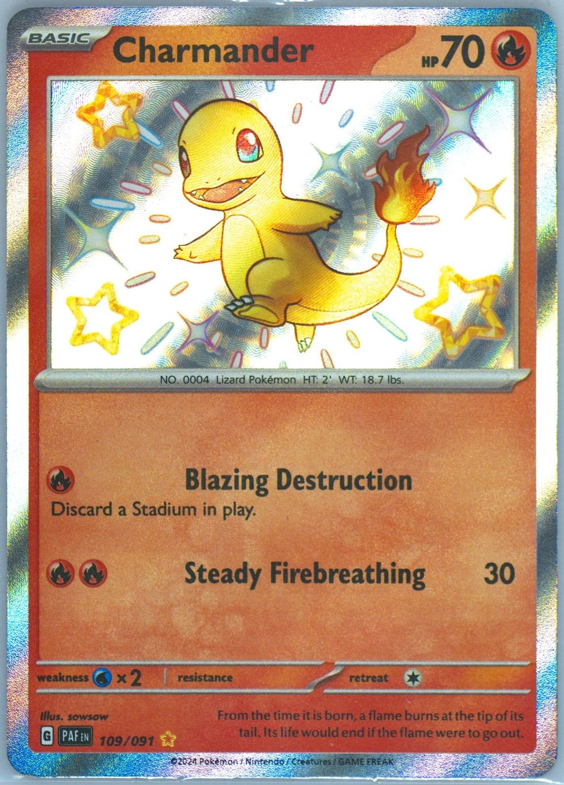 Charmander Shiny Rare (109) 2024 Pokemon Paf EN-Paldean Fates