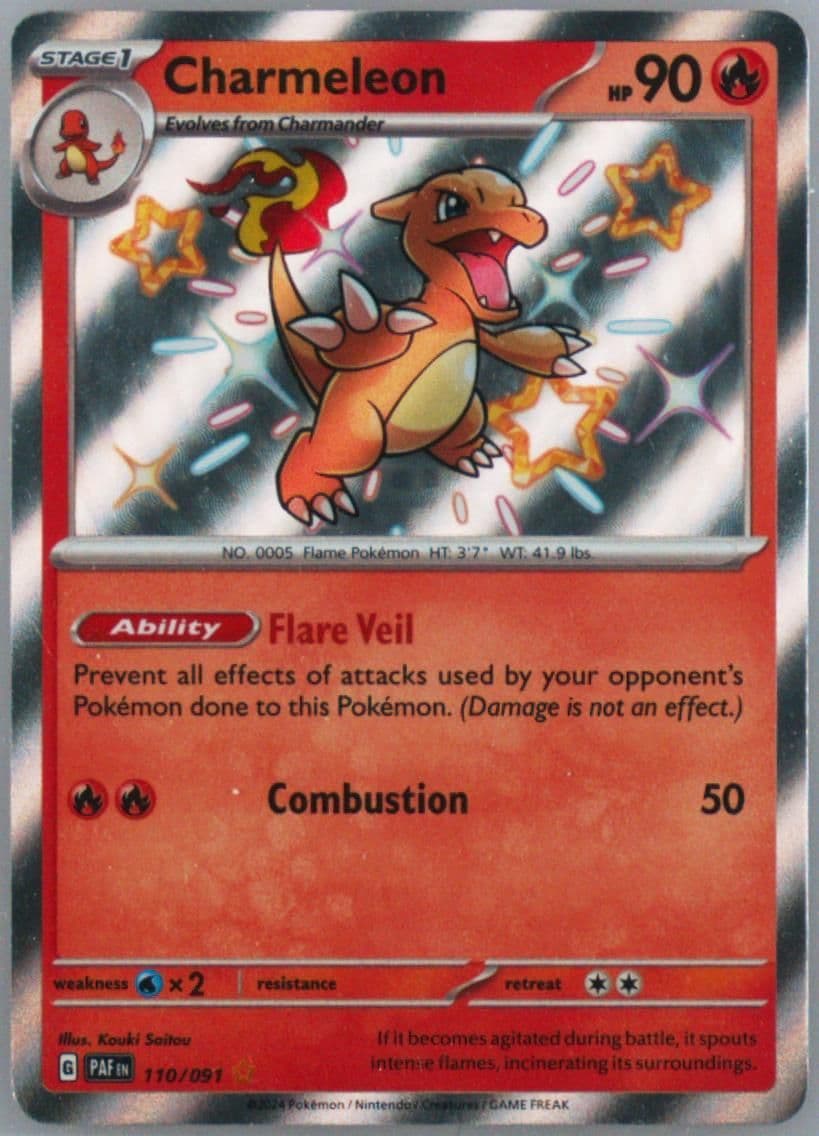 Charmeleon Shiny Rare (110) 2024 Pokemon Paf EN-Paldean Fates
