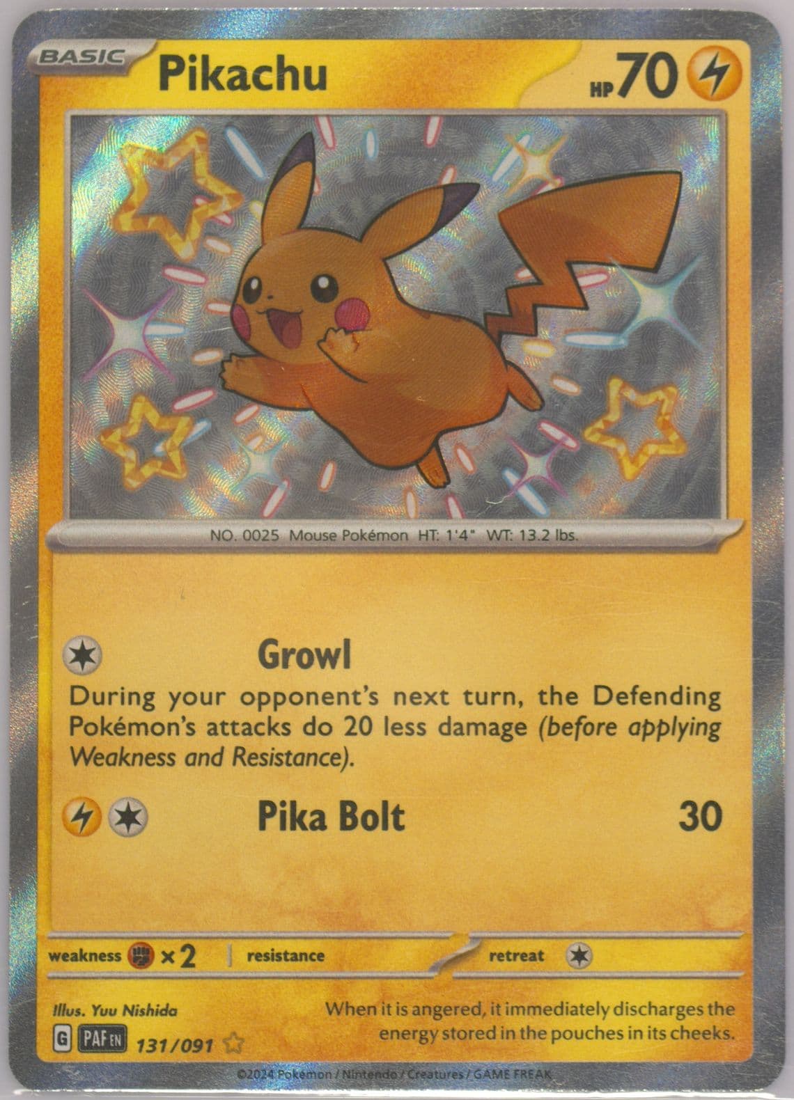 Pikachu Shiny Rare (131) 2024 Pokemon Paf EN-Paldean Fates