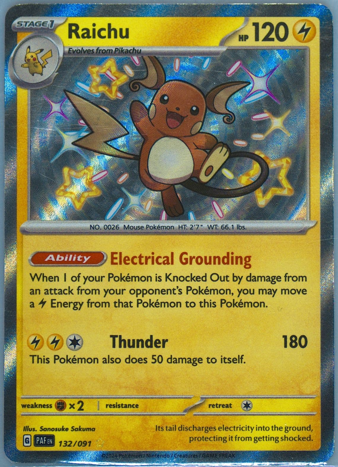 Raichu Shiny Rare (132) 2024 Pokemon Paf EN-Paldean Fates