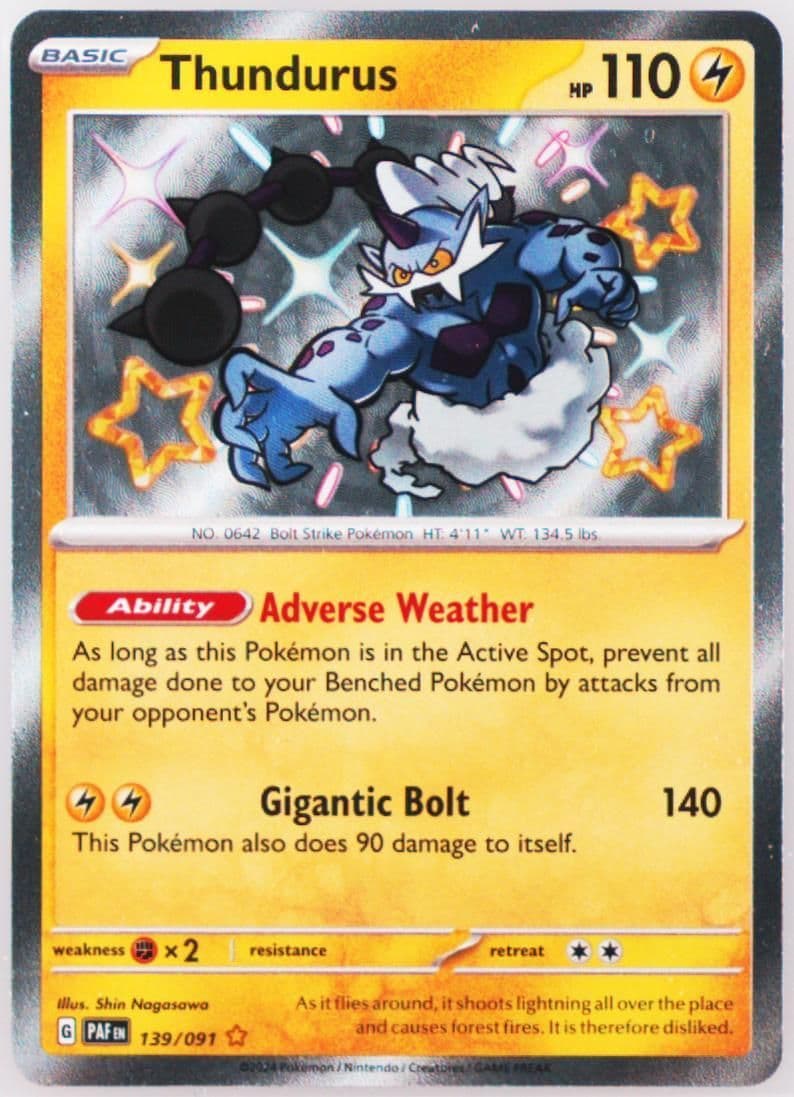 Thundurus Shiny Rare (139) 2024 Pokemon Paf EN-Paldean Fates