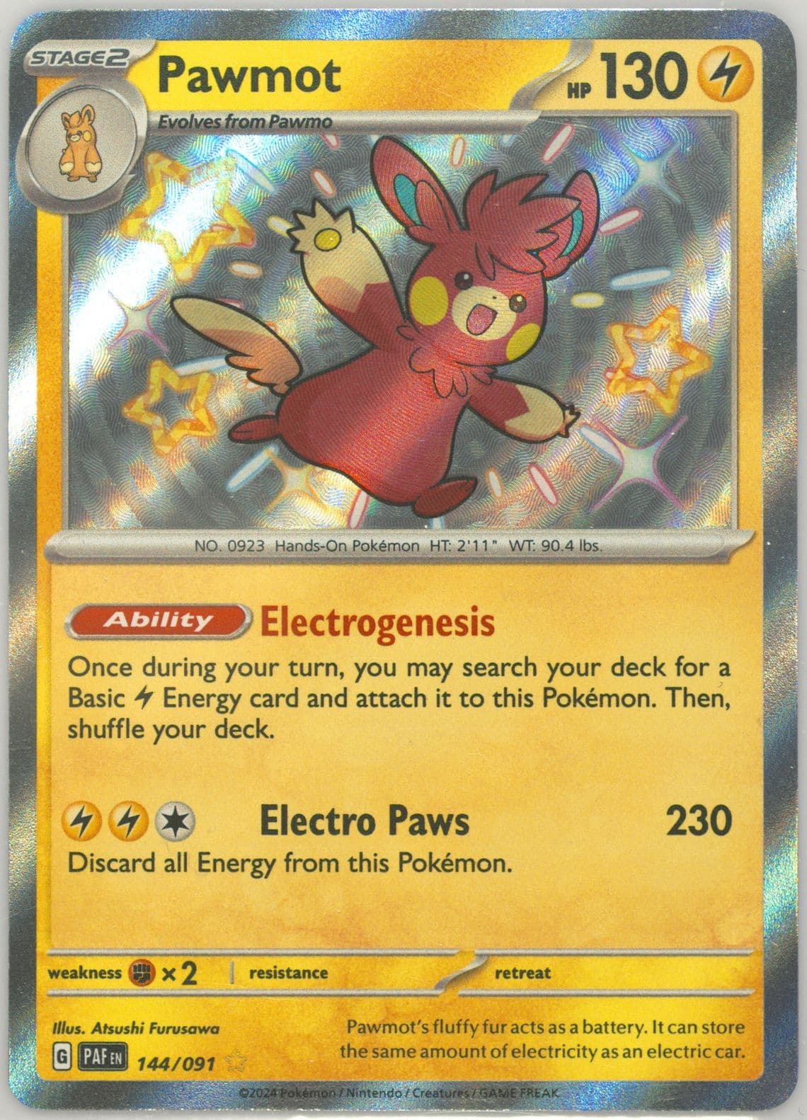 Pawmot Shiny Rare (144) 2024 Pokemon Paf EN-Paldean Fates