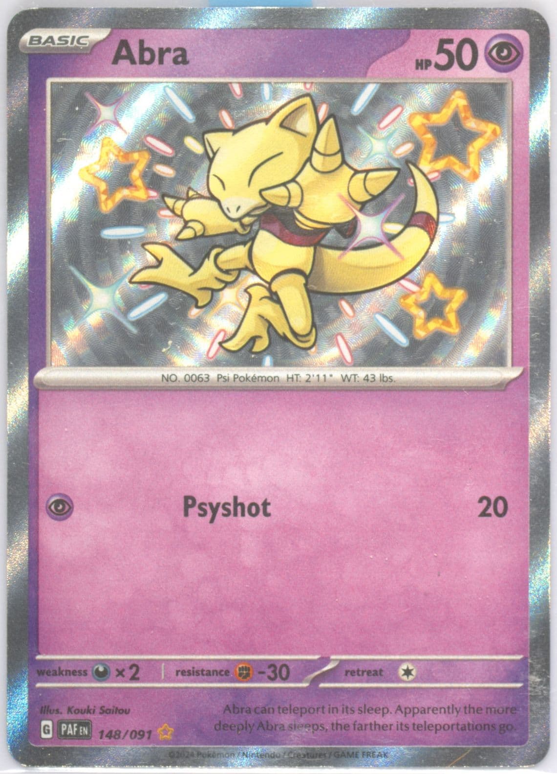 Abra Shiny Rare (148) 2024 Pokemon Paf EN-Paldean Fates