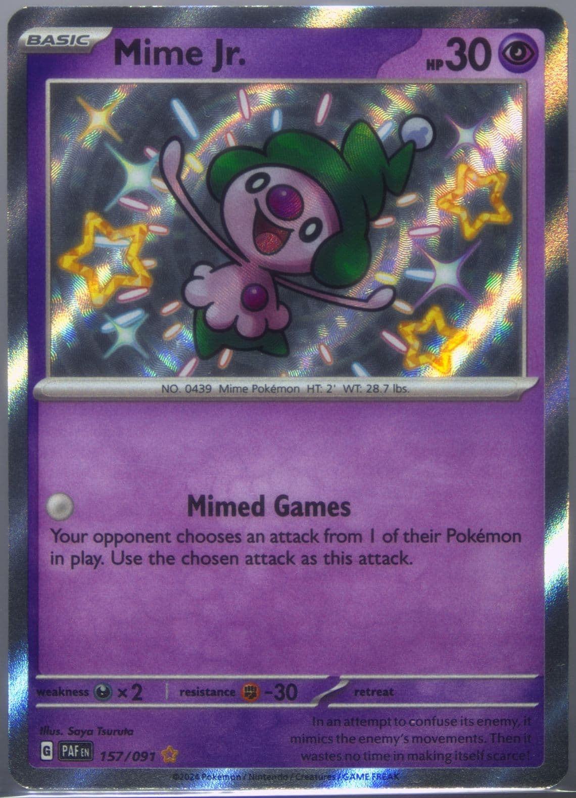 Mime Jr. Shiny Rare (157) 2024 Pokemon Paf EN-Paldean Fates