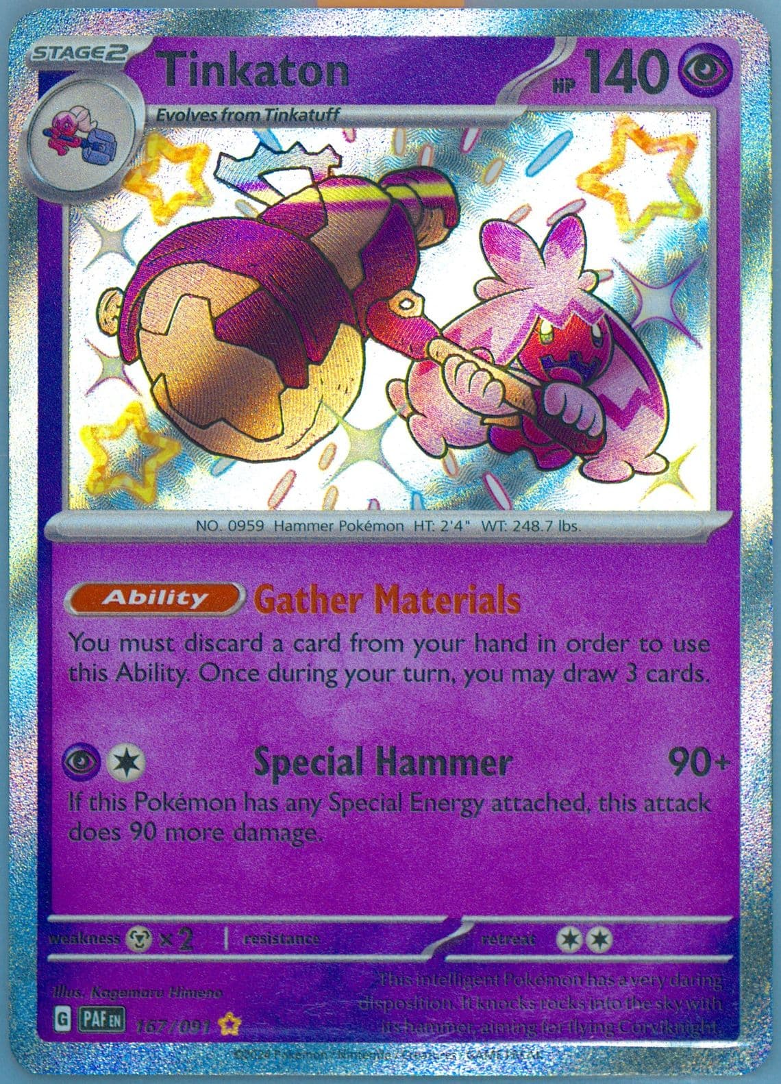 Tinkaton Shiny Rare (167) 2024 Pokemon Paf EN-Paldean Fates