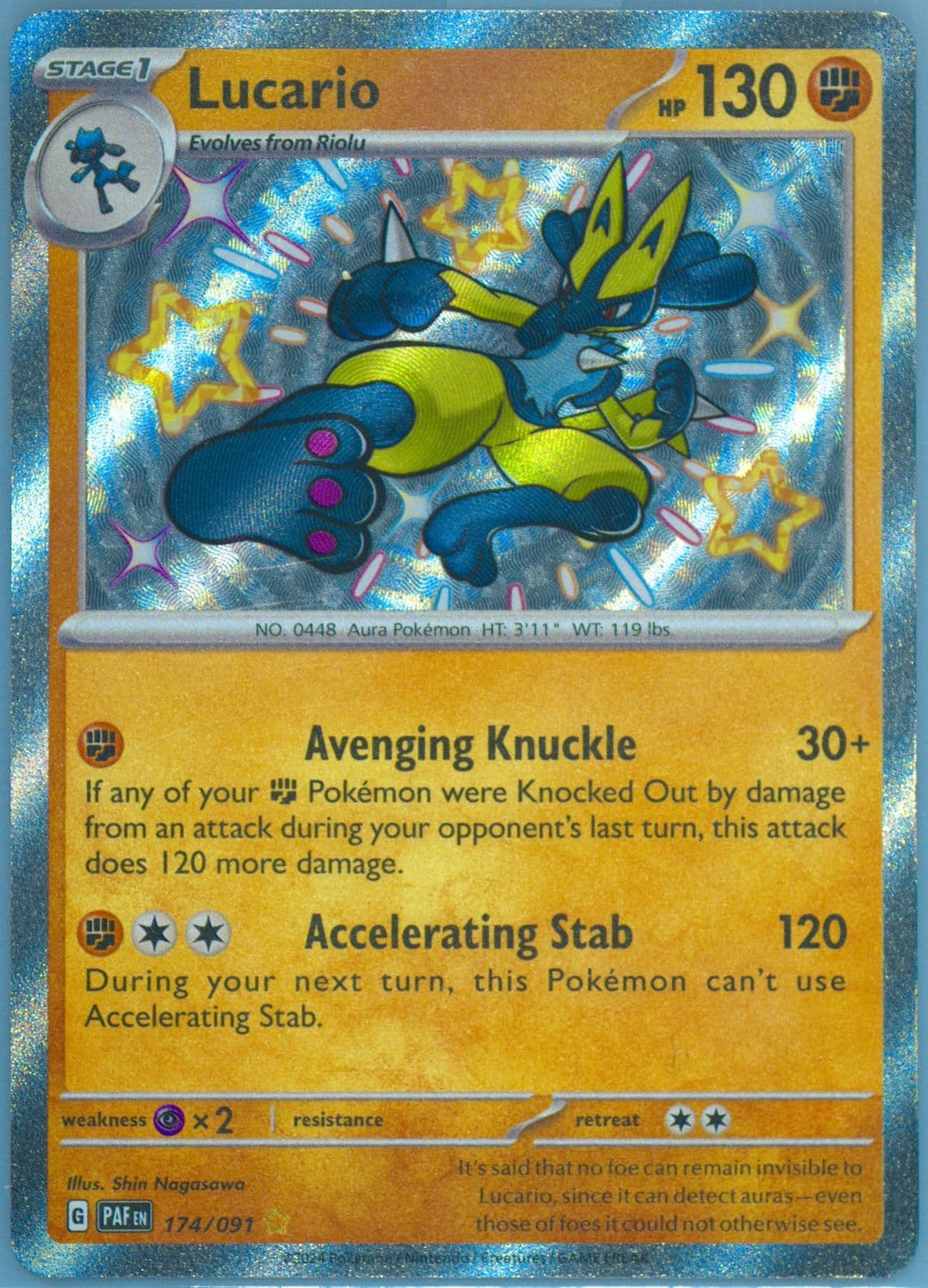 Lucario Shiny Rare (174) 2024 Pokemon Paf EN-Paldean Fates