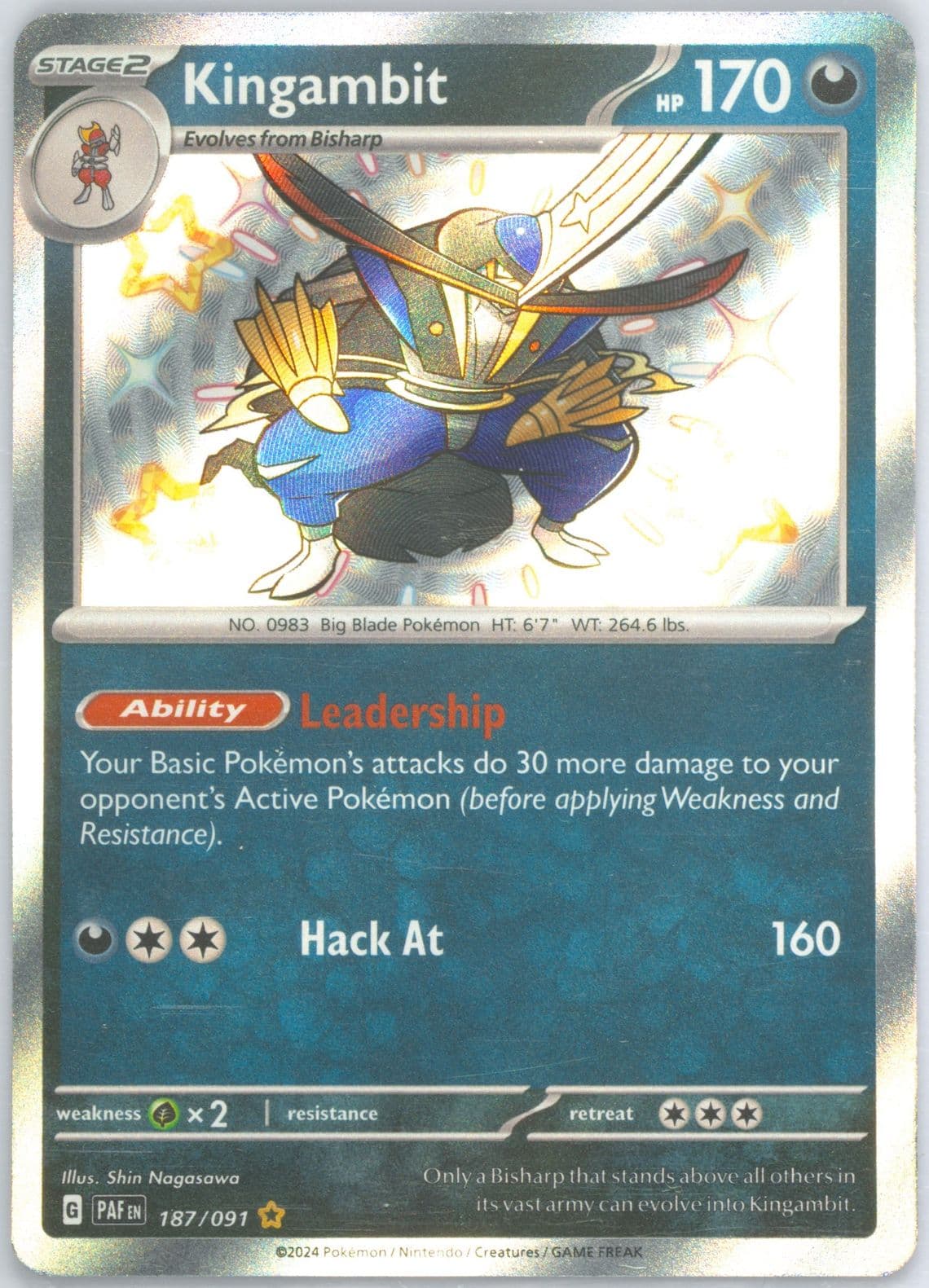 Kingambit Shiny Rare (187) 2024 Pokemon Paf EN-Paldean Fates