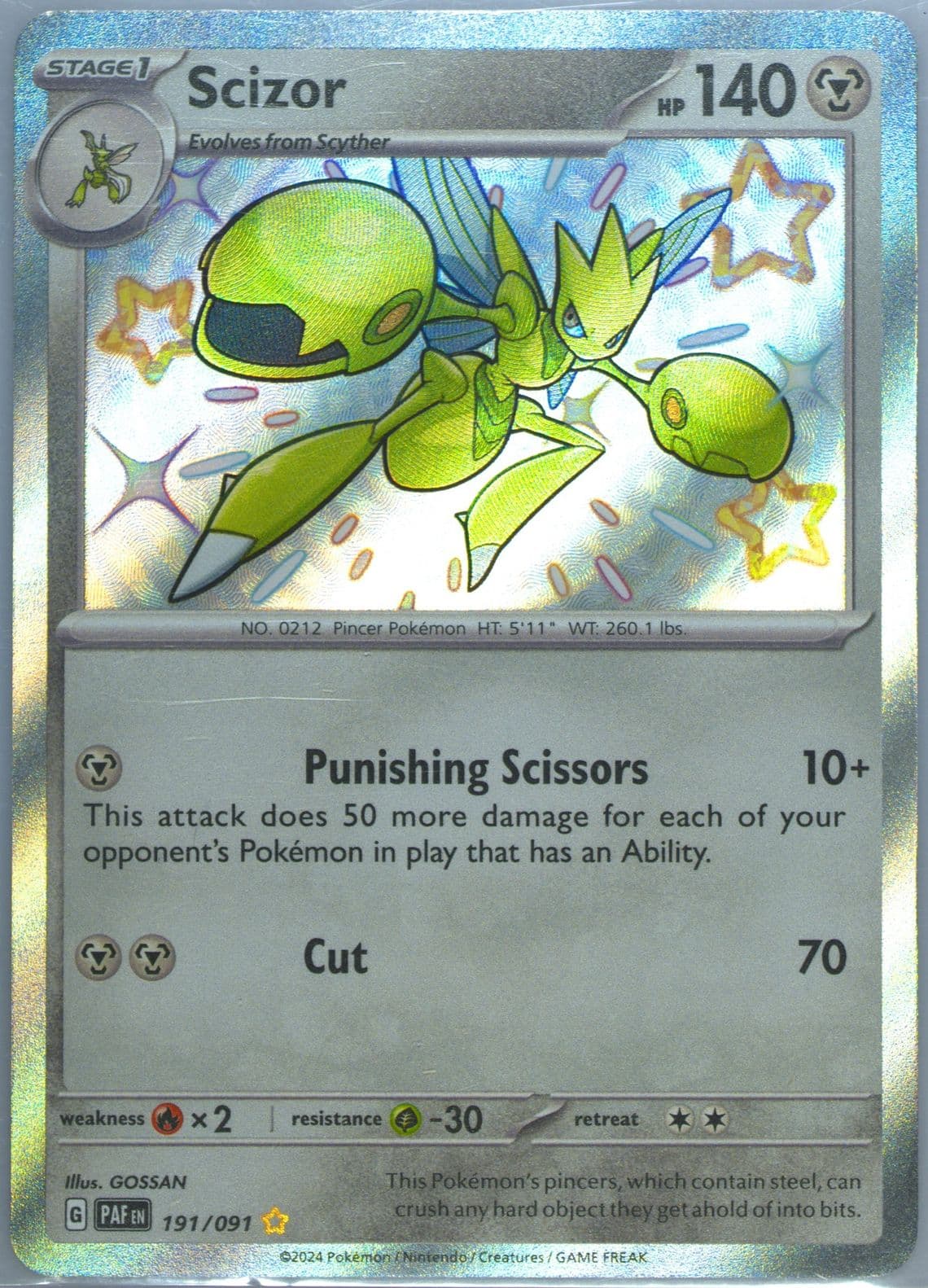 Scizor Shiny Rare (191) 2024 Pokemon Paf EN-Paldean Fates