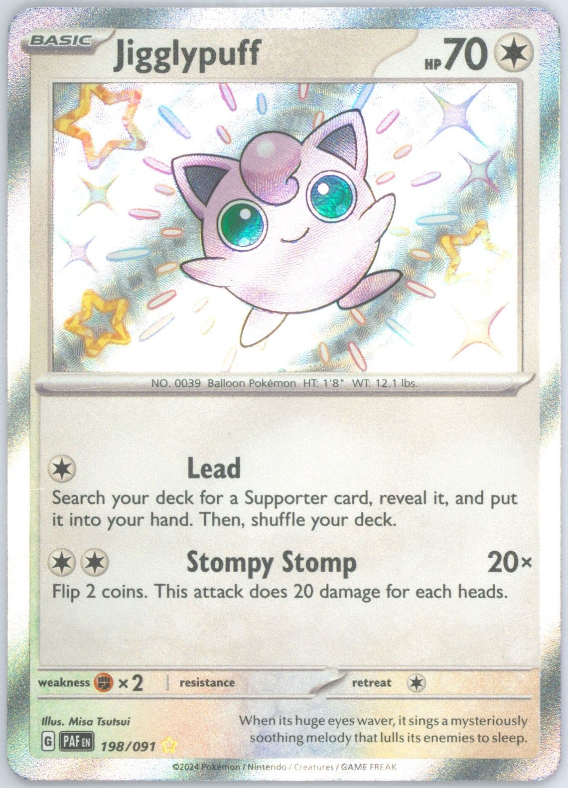 Jigglypuff Shiny Rare (198) 2024 Pokemon Paf EN-Paldean Fates
