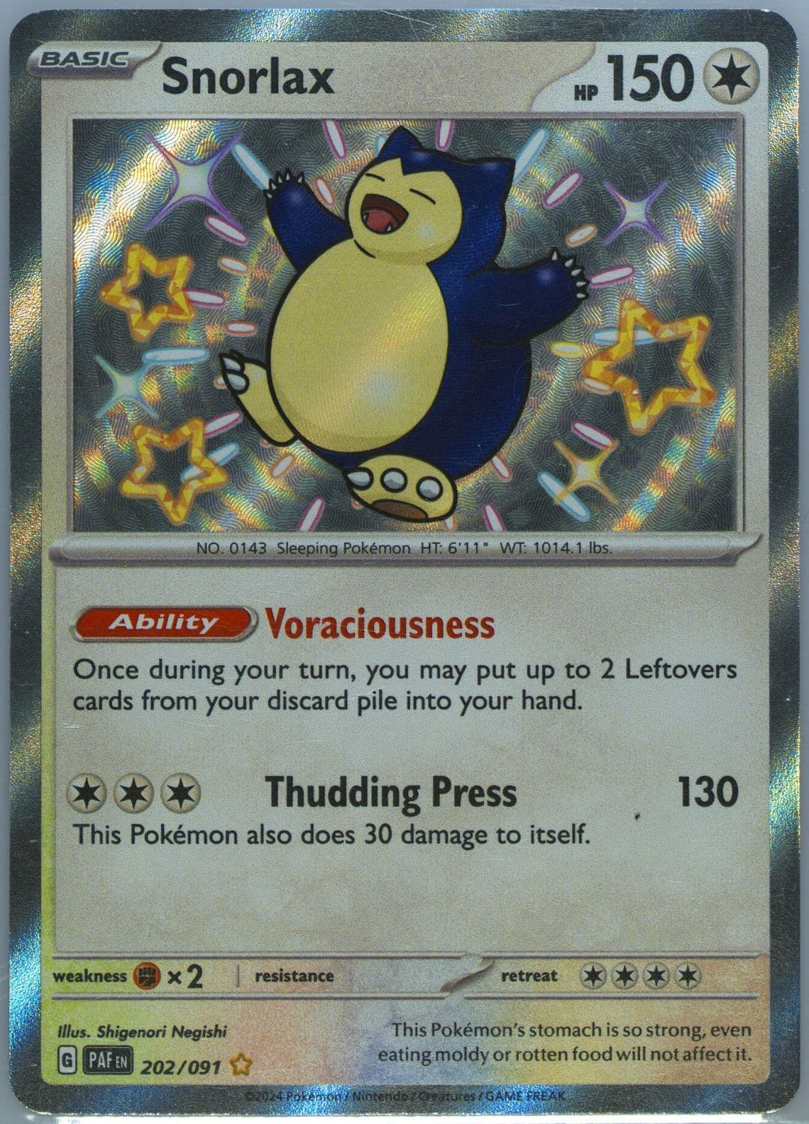 Snorlax Shiny Rare (202) 2024 Pokemon Paf EN-Paldean Fates