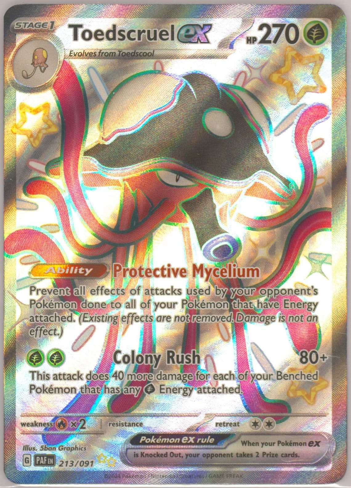 Toedscruel EX Shiny Ultra Rare (213) 2024 Pokemon Paf EN-Paldean Fates