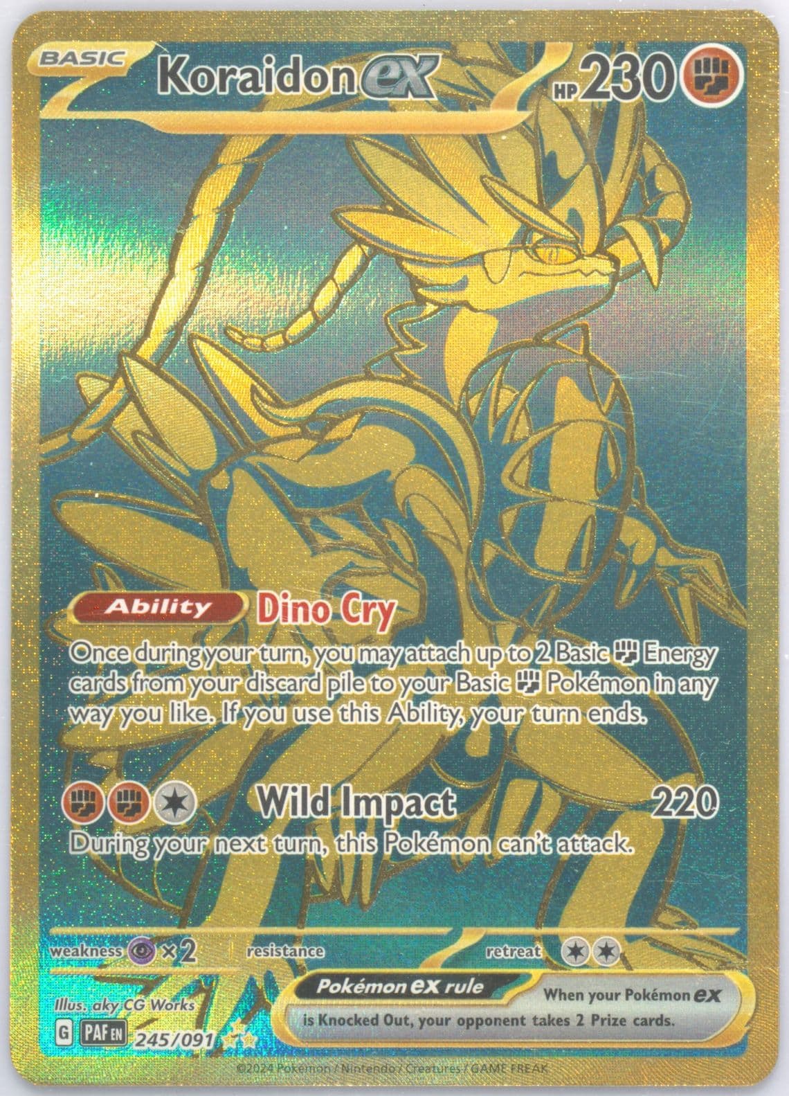 Koraidon EX Hyper Rare (245) 2024 Pokemon Paf EN-Paldean Fates