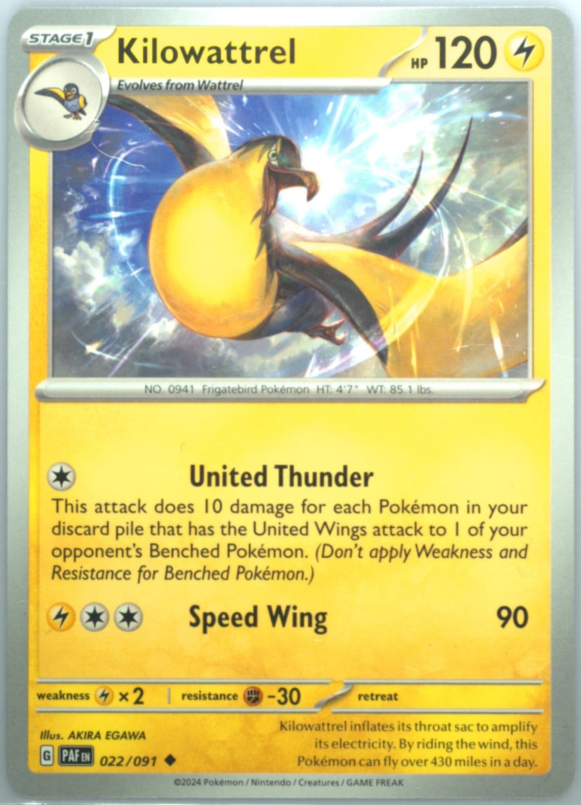 Kilowattrel (022) 2024 Pokemon Paf EN-Paldean Fates