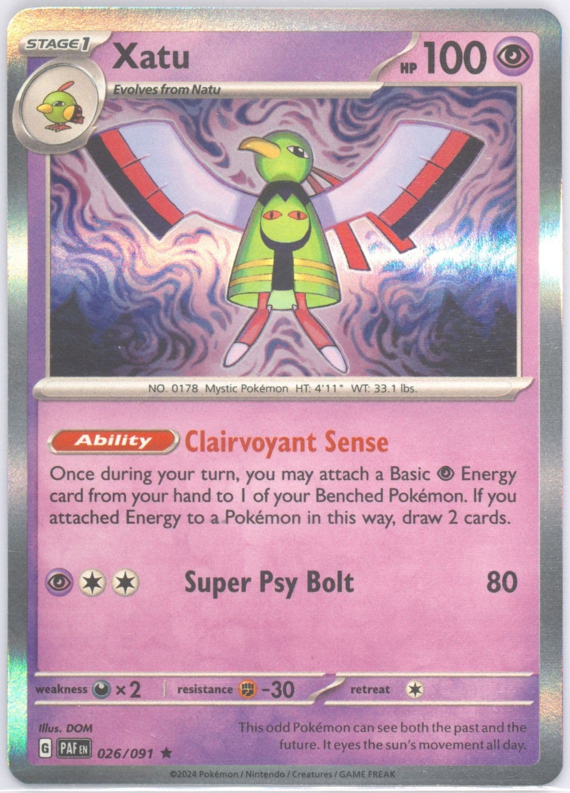 Xatu (026) 2024 Pokemon Paf EN-Paldean Fates