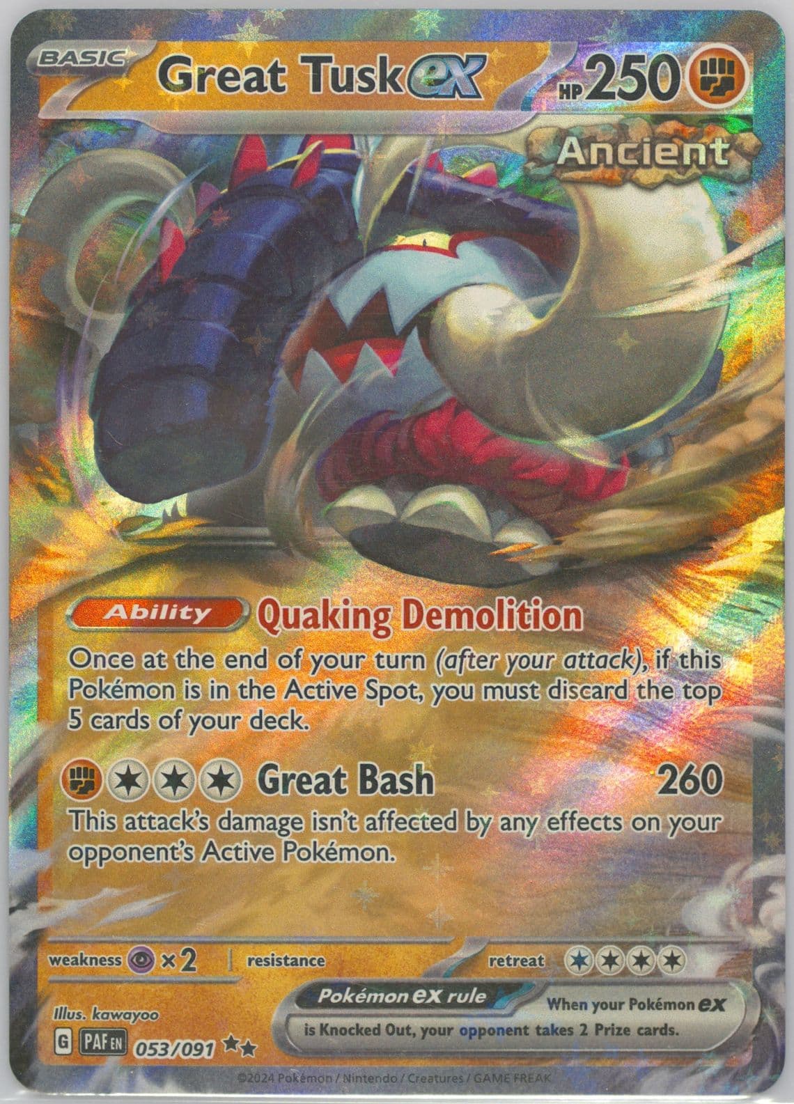 Great Tusk EX (053) 2024 Pokemon Paf EN-Paldean Fates