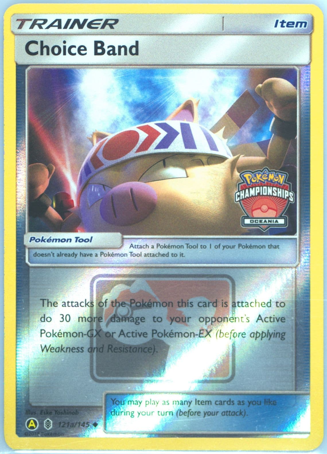 Choice Band-Reverse Foil Yellow A 2019 Season International Championships Oceania (121a) 2017 Pokemon Sun & Moon Guardians Rising