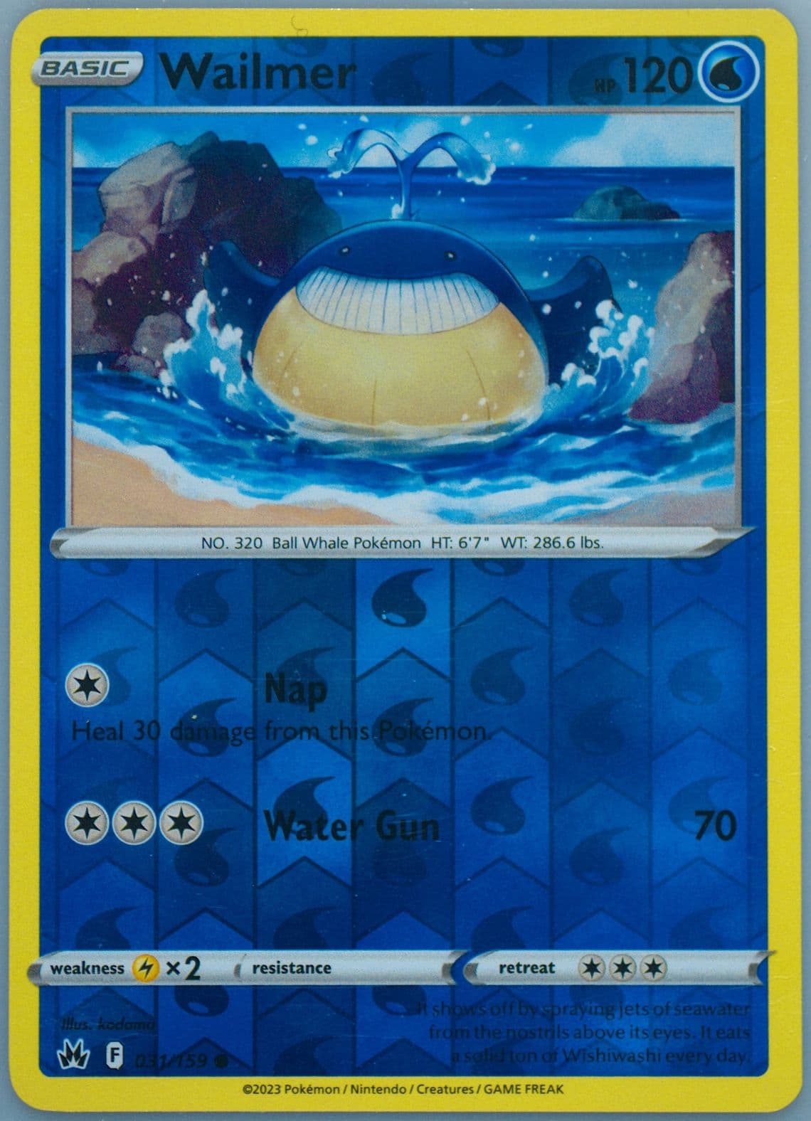 Wailmer-Reverse Foil (031) 2023 Pokemon Sword and Shield Crown Zenith