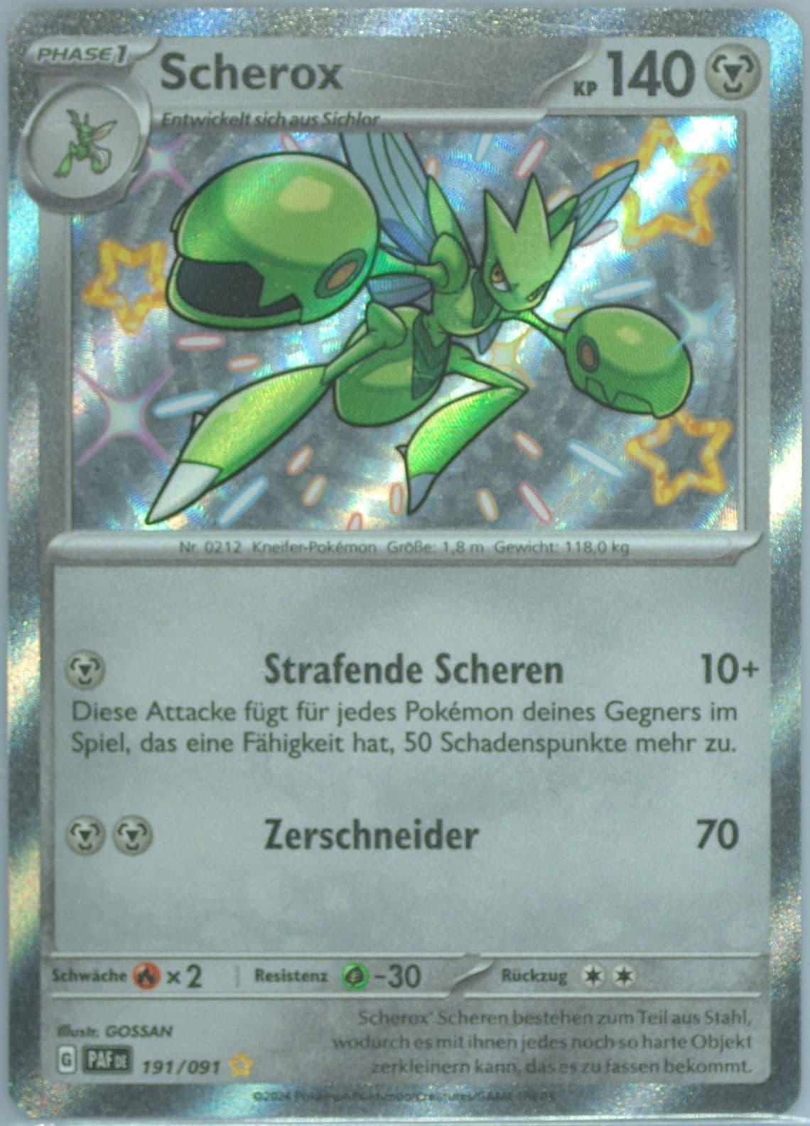 Scizor Shiny Rare (191) 2024 Pokemon German Paf de-Paldean Fates