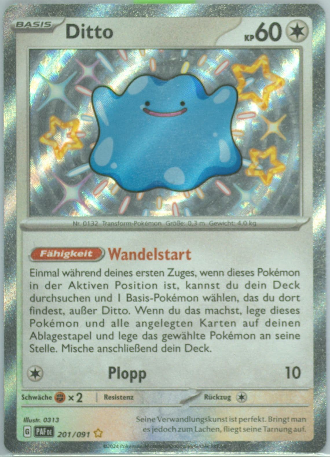 Ditto Shiny Rare (201) 2024 Pokemon German Paf de-Paldean Fates