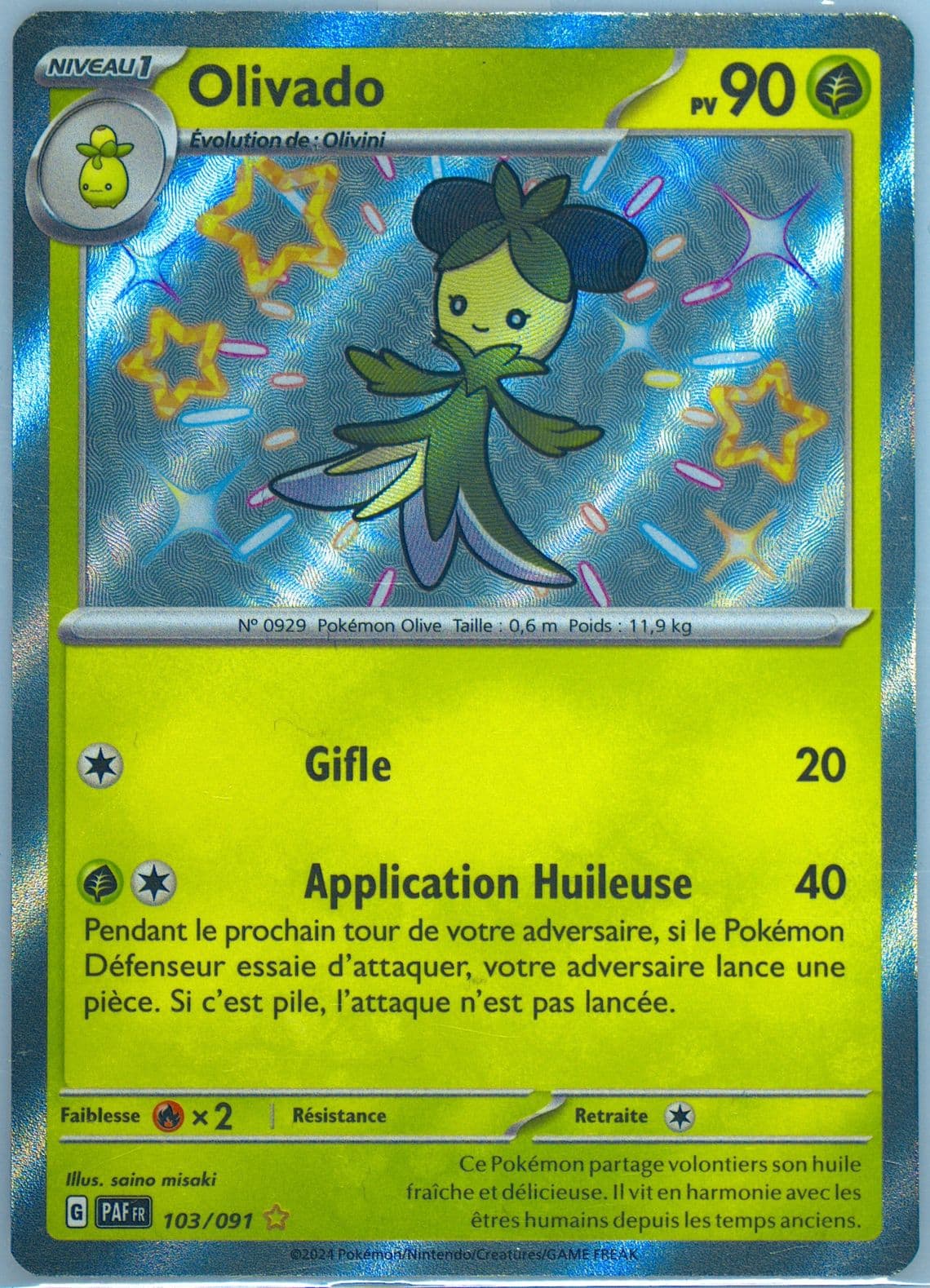 Dolliv Shiny Rare (103) 2024 Pokemon French Paf FR-Paldean Fates