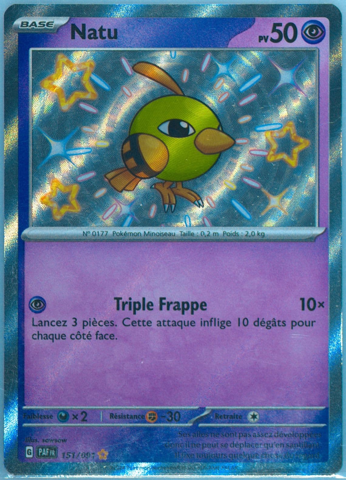 Natu Shiny Rare (151) 2024 Pokemon French Paf FR-Paldean Fates