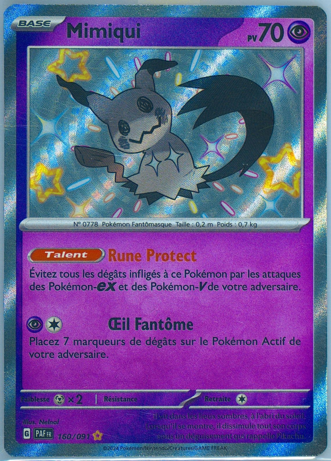 Mimikyu Shiny Rare (160) 2024 Pokemon French Paf FR-Paldean Fates