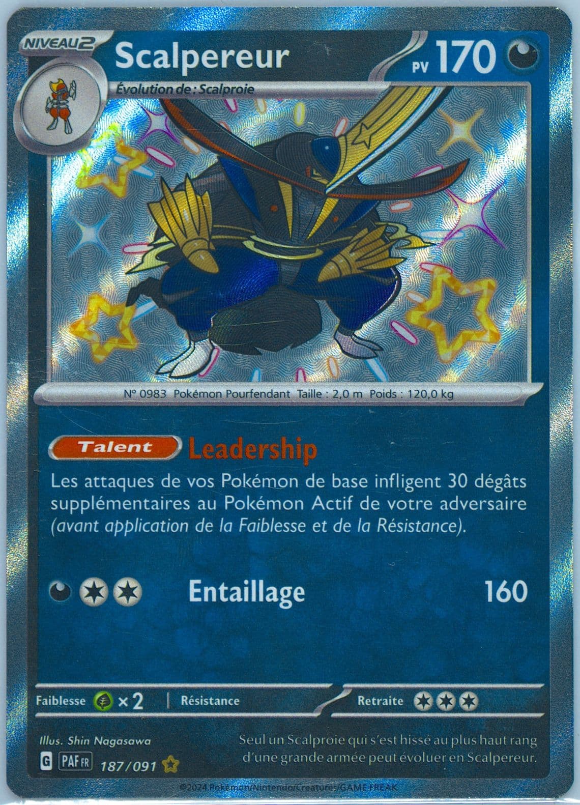 Kingambit Shiny Rare (187) 2024 Pokemon French Paf FR-Paldean Fates
