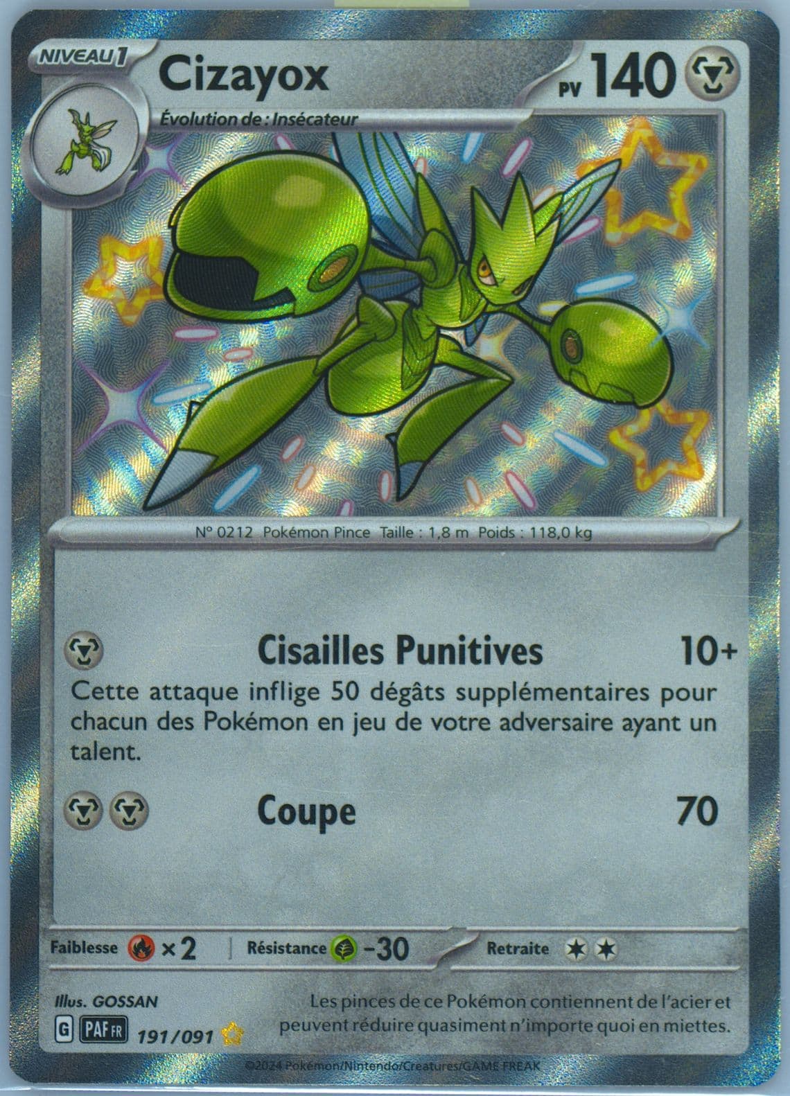Scizor Shiny Rare (191) 2024 Pokemon French Paf FR-Paldean Fates