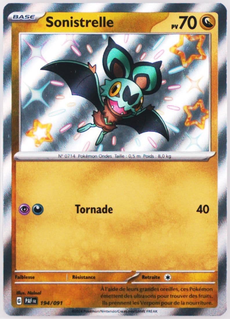 Noibat Shiny Rare (194) 2024 Pokemon French Paf FR-Paldean Fates