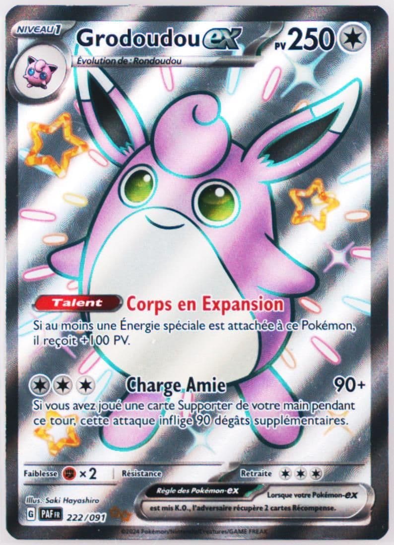 Wigglytuff EX Shiny Ultra Rare (222) 2024 Pokemon French Paf FR-Paldean Fates