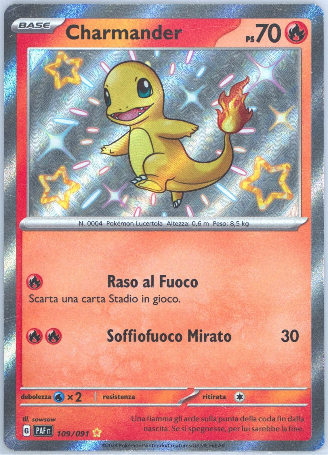 Charmander Shiny Rare (109) 2024 Pokemon Italian Paf It-Paldean Fates