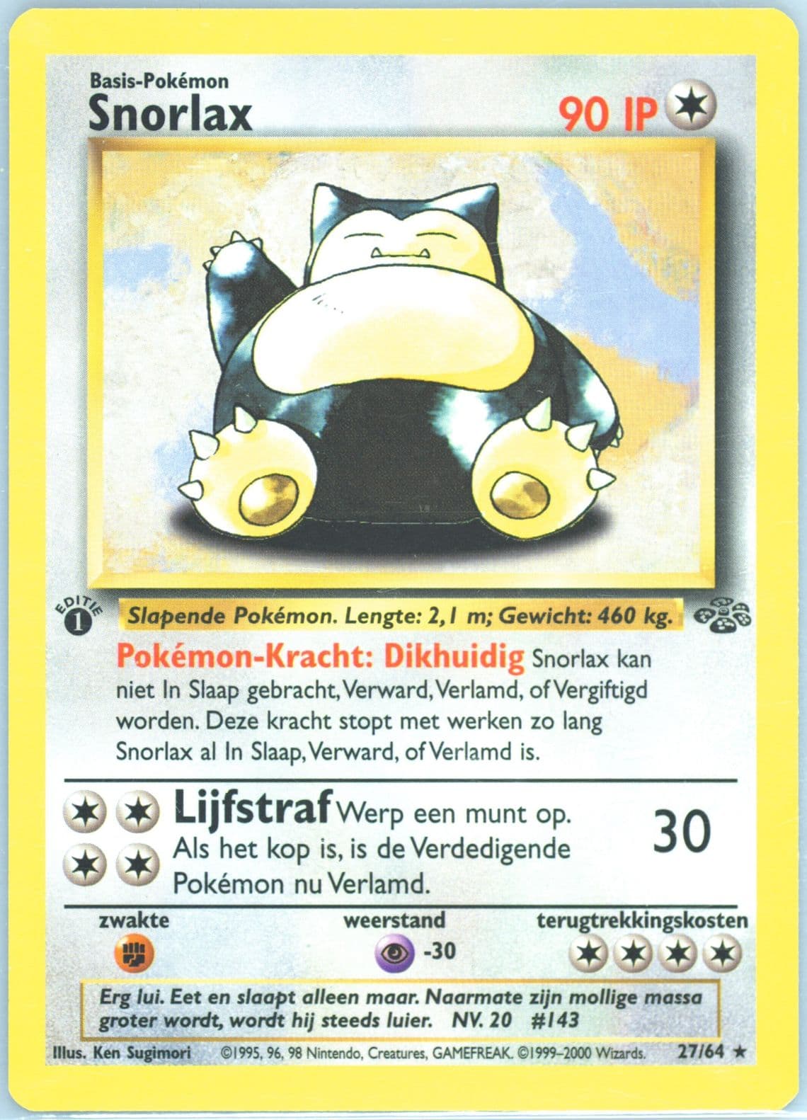Snorlax 1st Edition (27) 2000 Pokemon Dutch Jungle