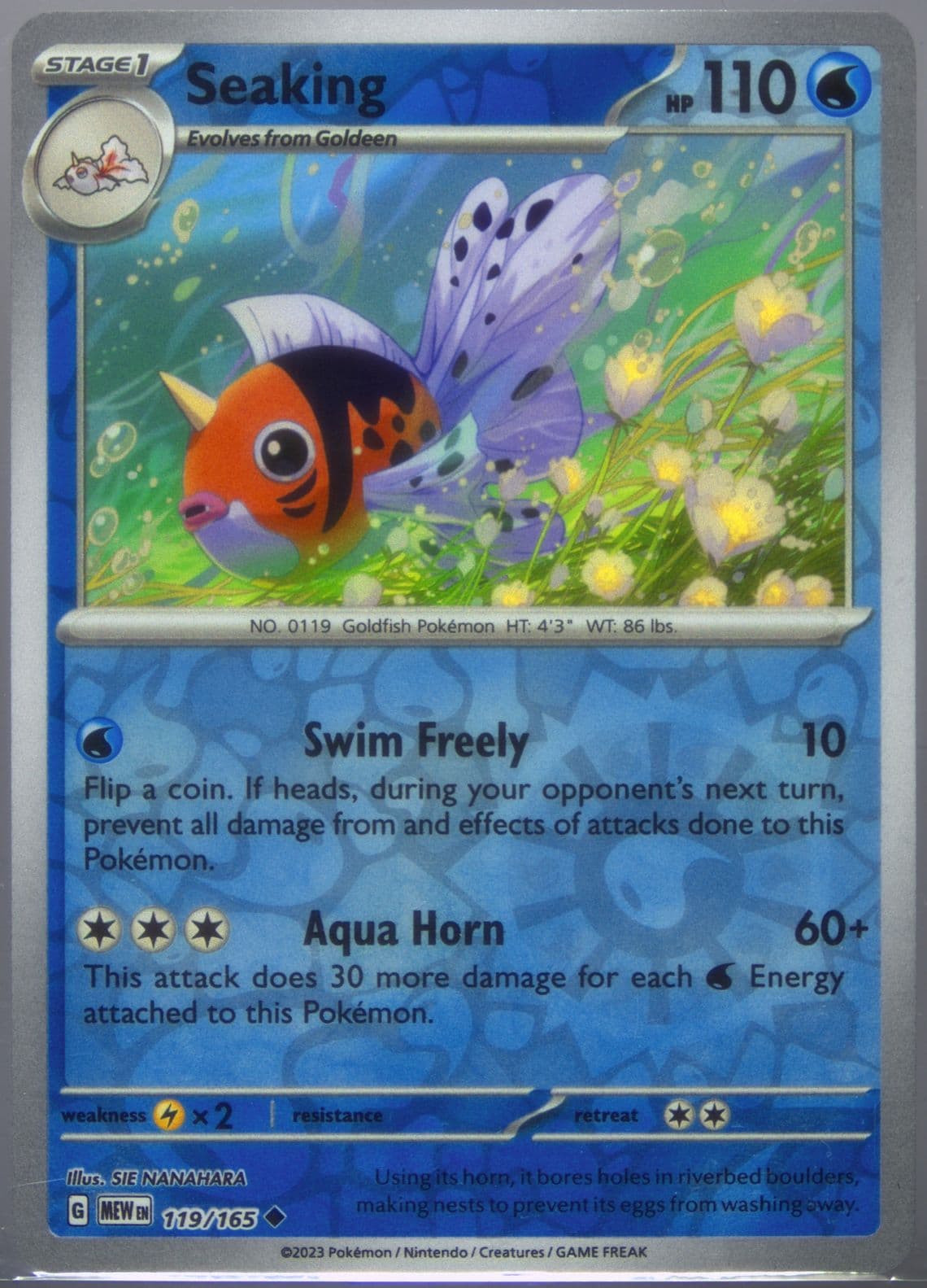 Seaking Reverse Holo (119) 2023 Pokemon Mew EN-151