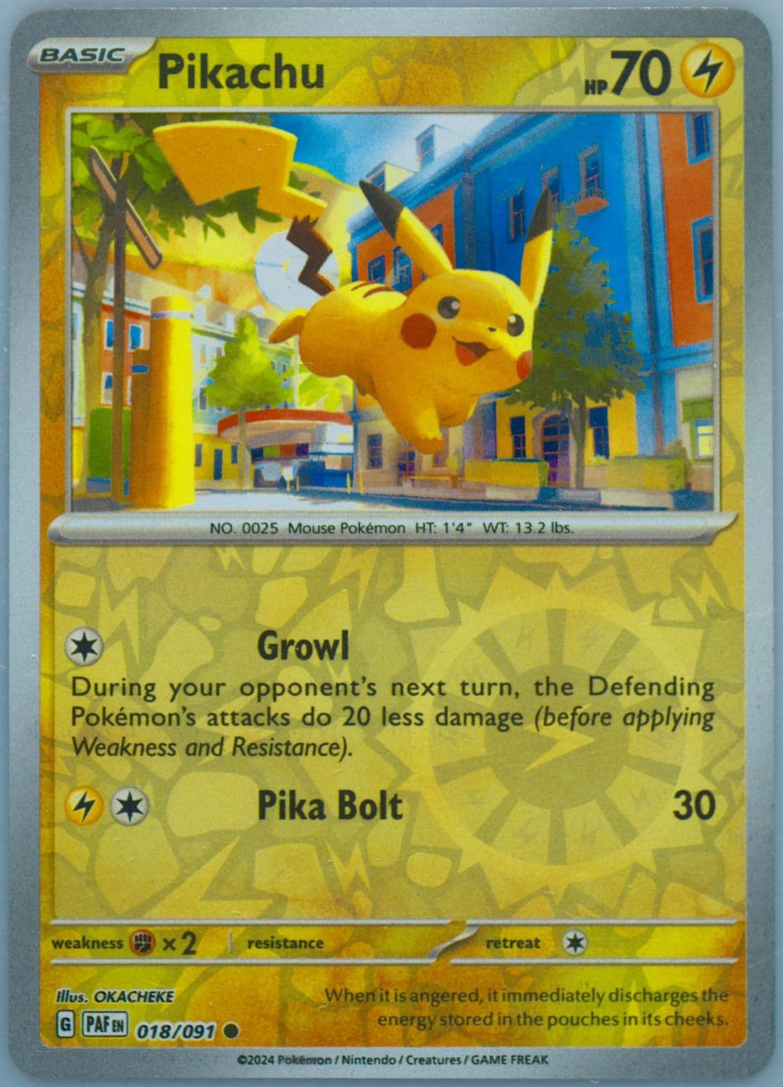 Pikachu Reverse Holo (018) 2024 Pokemon Paf EN-Paldean Fates