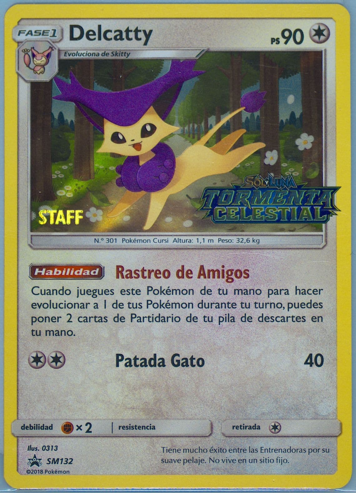 Delcatty-Holo Celestial Storm Prerelease-Staff-Spanish (SM132) 2018 Pokemon SM Black Star Promo